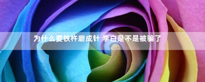 为什么要铁杵磨成针 李白是不是被骗了
